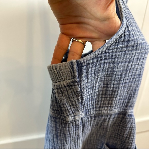 LaBiz Maronie Relaxed Gauze Blue Shortalls Jumper Romper Pockets Women’s XS - Picture 7 of 16